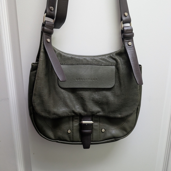 Longchamp Green Leather Balzane Crossbody Saddle Bag - Picture 1 of 14